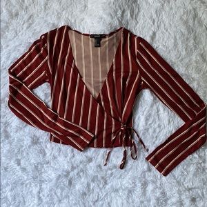 Burgundy long sleeve crop top